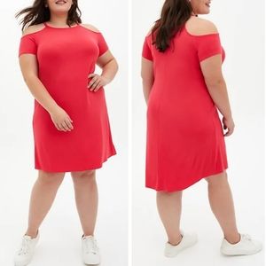 Torrid Super soft red cold shoulder dress, size 3x, NWT